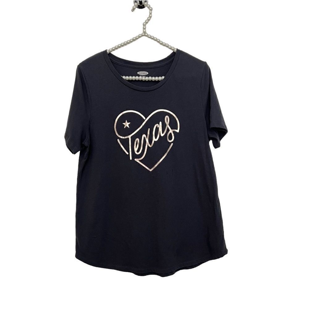 Old Navy Short Sleeve Texas Heart Gray Soft Washed Women’s Tee Size Large